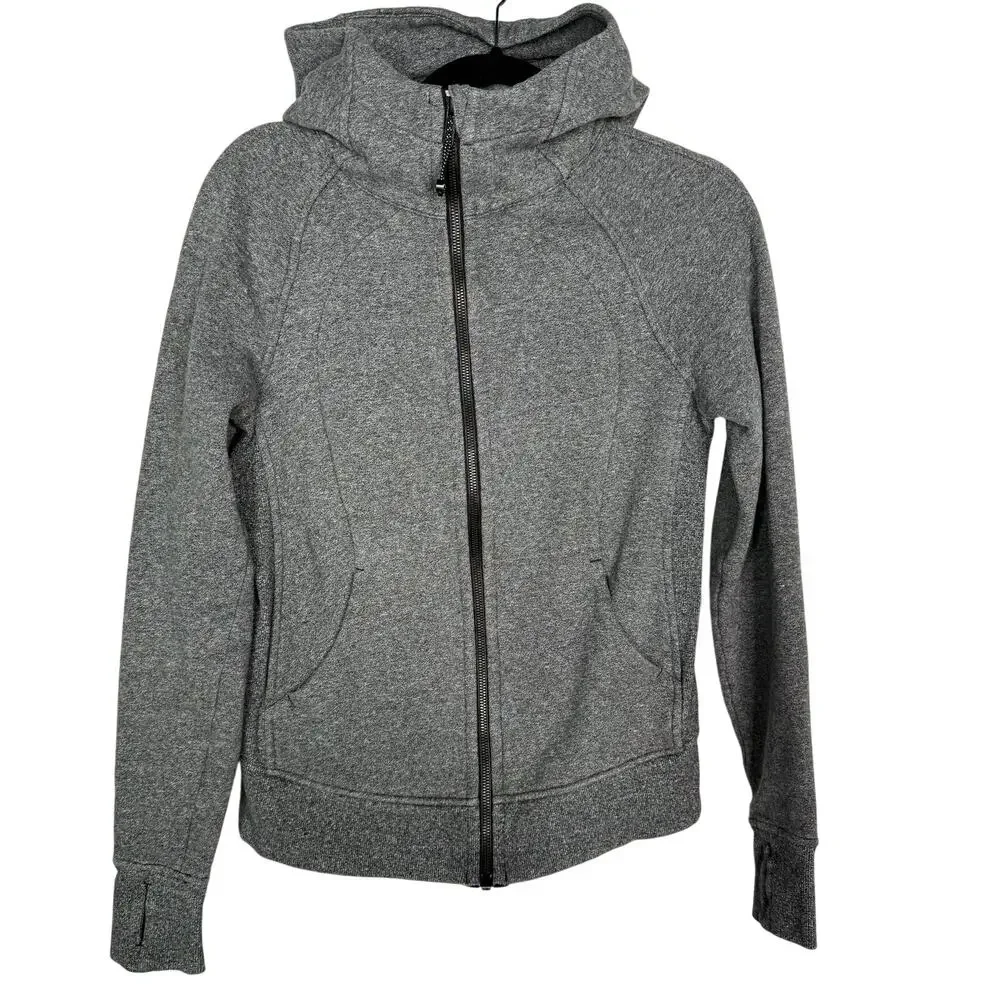 Lululemon Womens 6 Heathered Speckled Black Gray Scuba Hoodie III French Terry